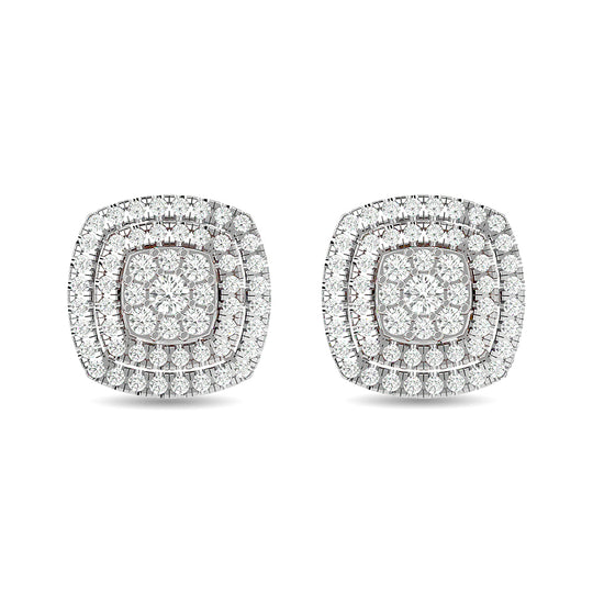 Aretes de Moda con Diamantes de 5/8 qt en Oro Blanco de 10k