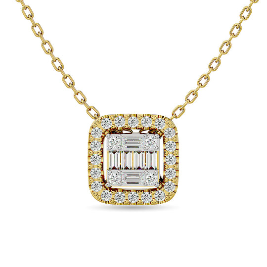 Diamante 1/4 Ct.Tw. Colgante moderno redondo y baguette en oro amarillo de 14 k