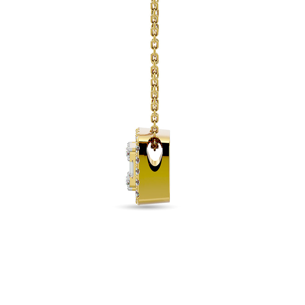 Diamante 1/4 Ct.Tw. Colgante moderno redondo y baguette en oro amarillo de 14 k