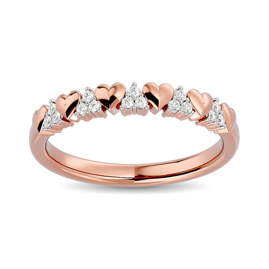 Anillo Apilable con Forma de Coraz√≥n con Diamantes de 1/10 qt en Oro Rosa de 10k