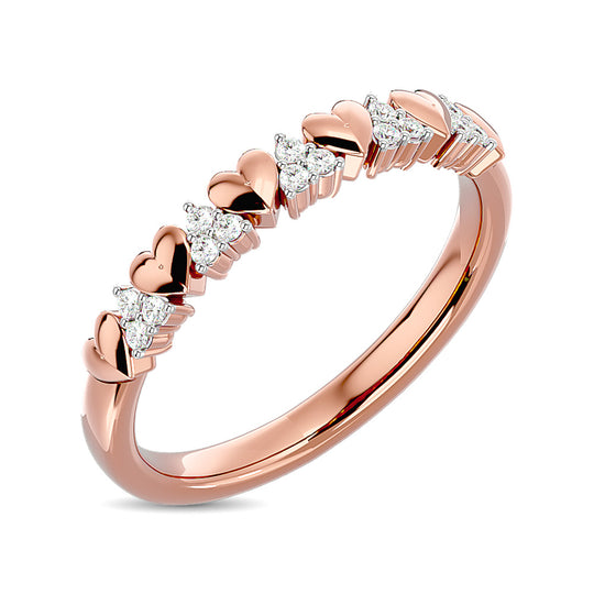 Anillo Apilable con Forma de Coraz√≥n con Diamantes de 1/10 qt en Oro Rosa de 10k