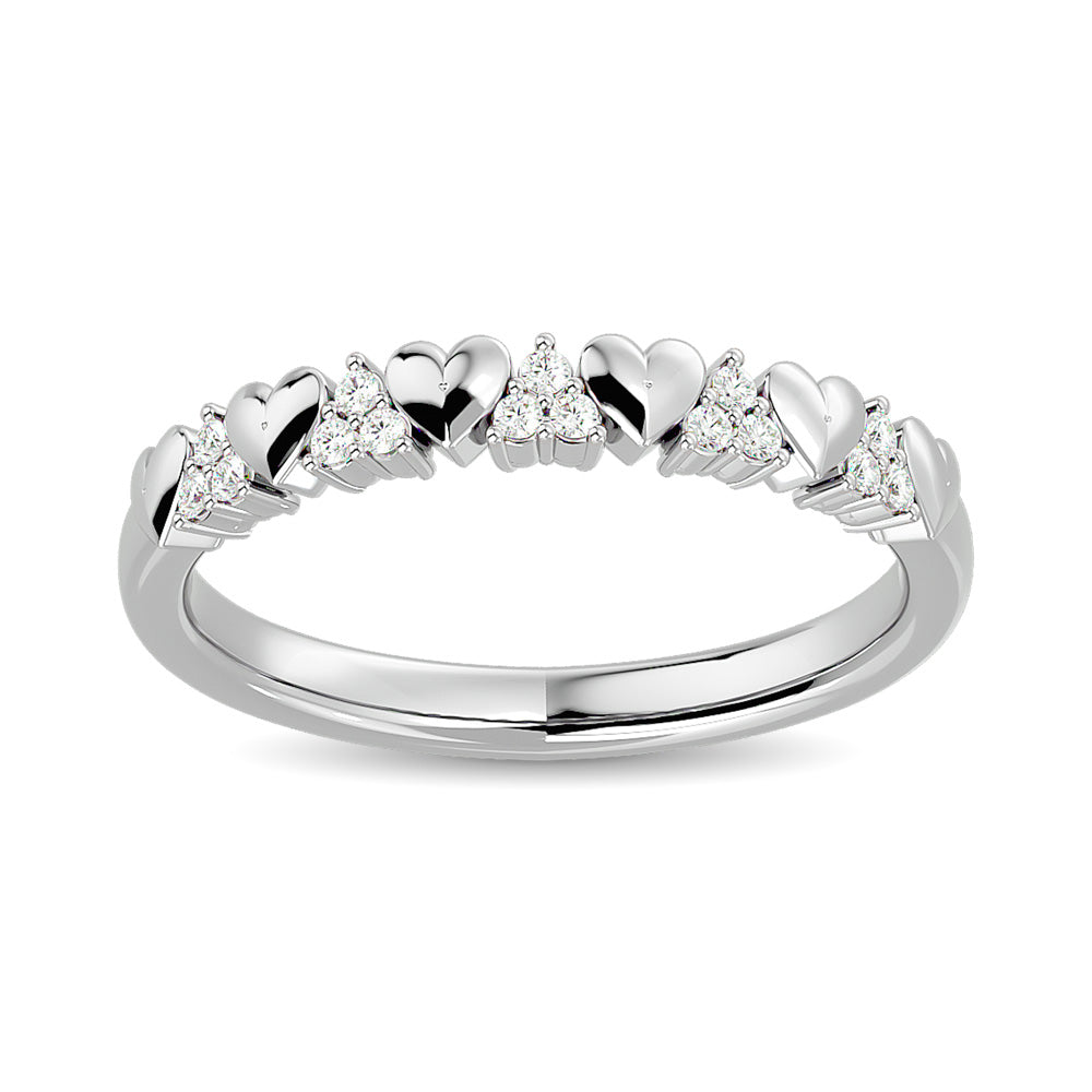 Anillo Apilable con Forma de Coraz√≥n con Diamantes de 1/10 qt en Oro Blanco de 10k