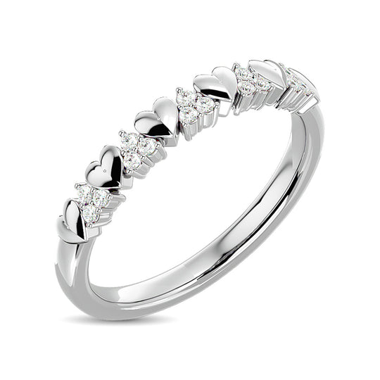 Anillo Apilable con Forma de Coraz√≥n con Diamantes de 1/10 qt en Oro Blanco de 10k