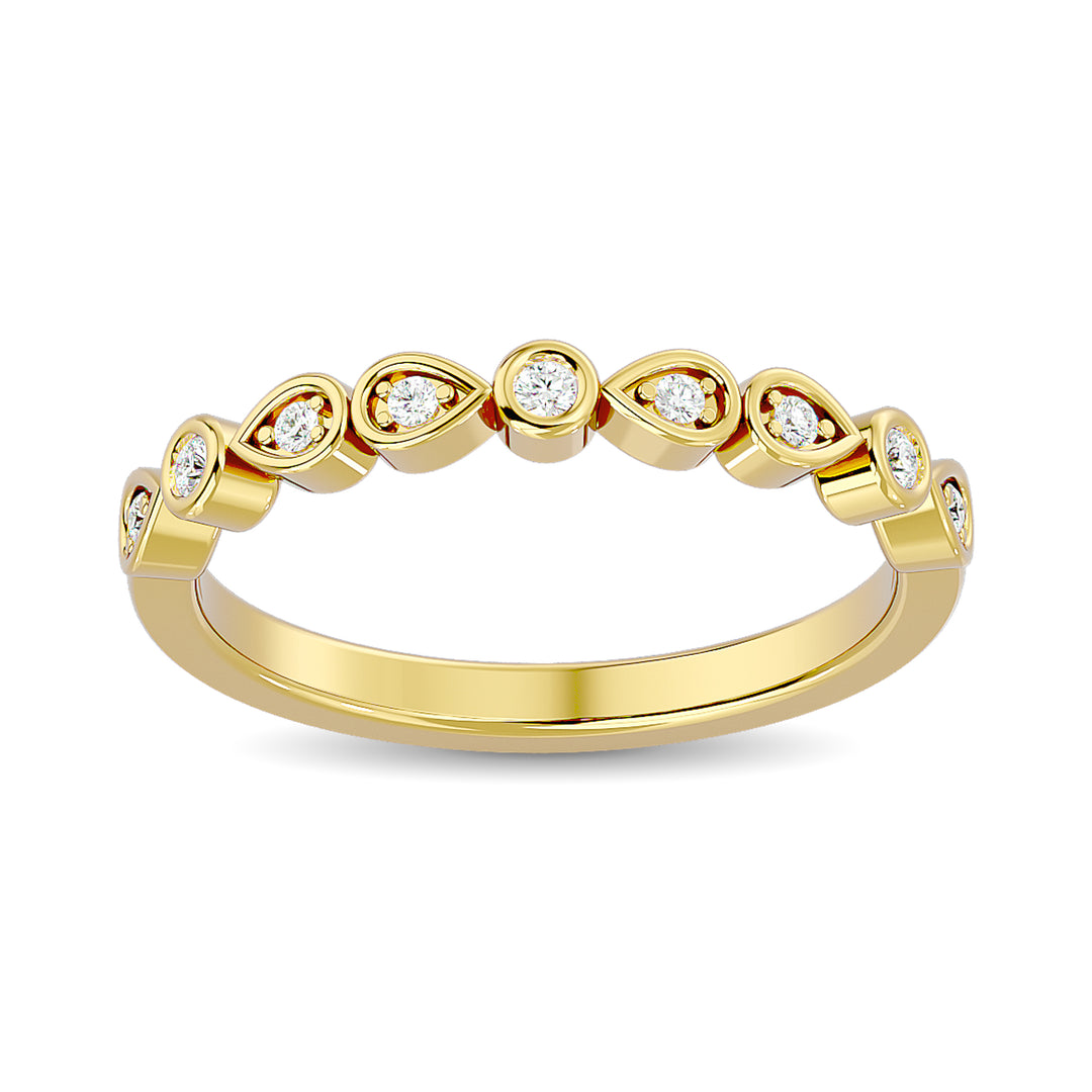 Anillo Apilable con Diamantes de 1/10 qt en Oro Amarillo de 10k