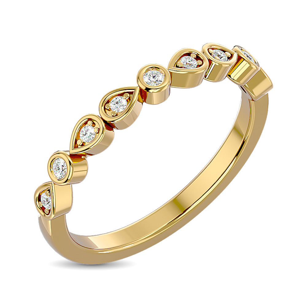 Anillo Apilable con Diamantes de 1/10 qt en Oro Amarillo de 10k