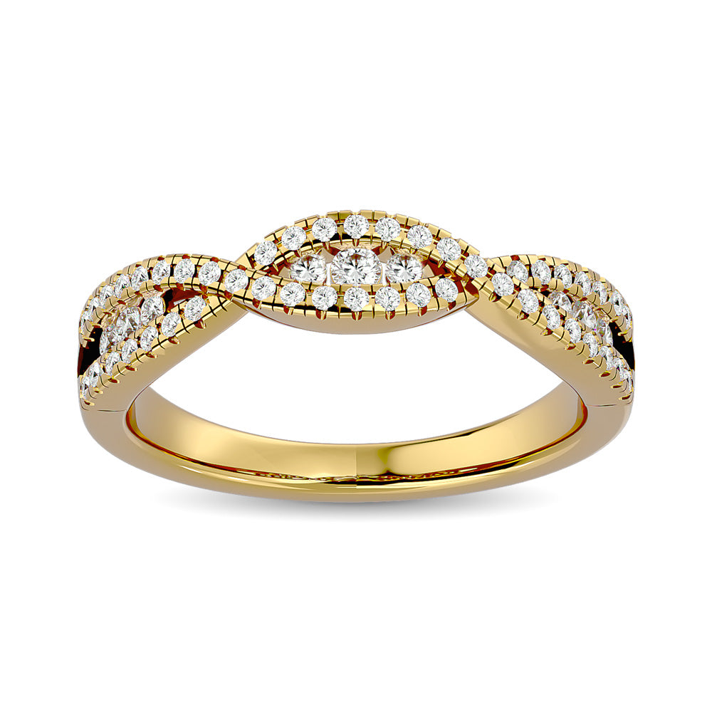 Anillo Apilable con Diamantes de 1/3 qt en Oro Amarillo de 14k