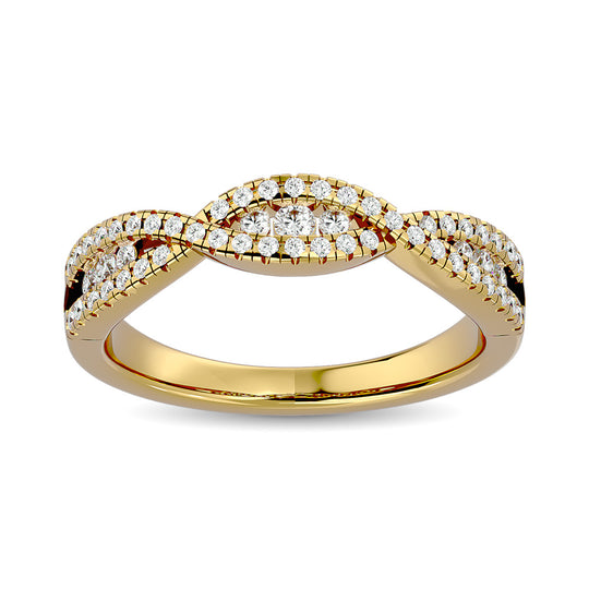 Anillo Apilable con Diamantes de 1/3 qt en Oro Amarillo de 14k