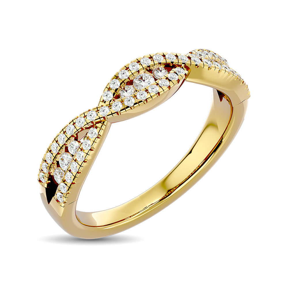 Anillo Apilable con Diamantes de 1/3 qt en Oro Amarillo de 14k