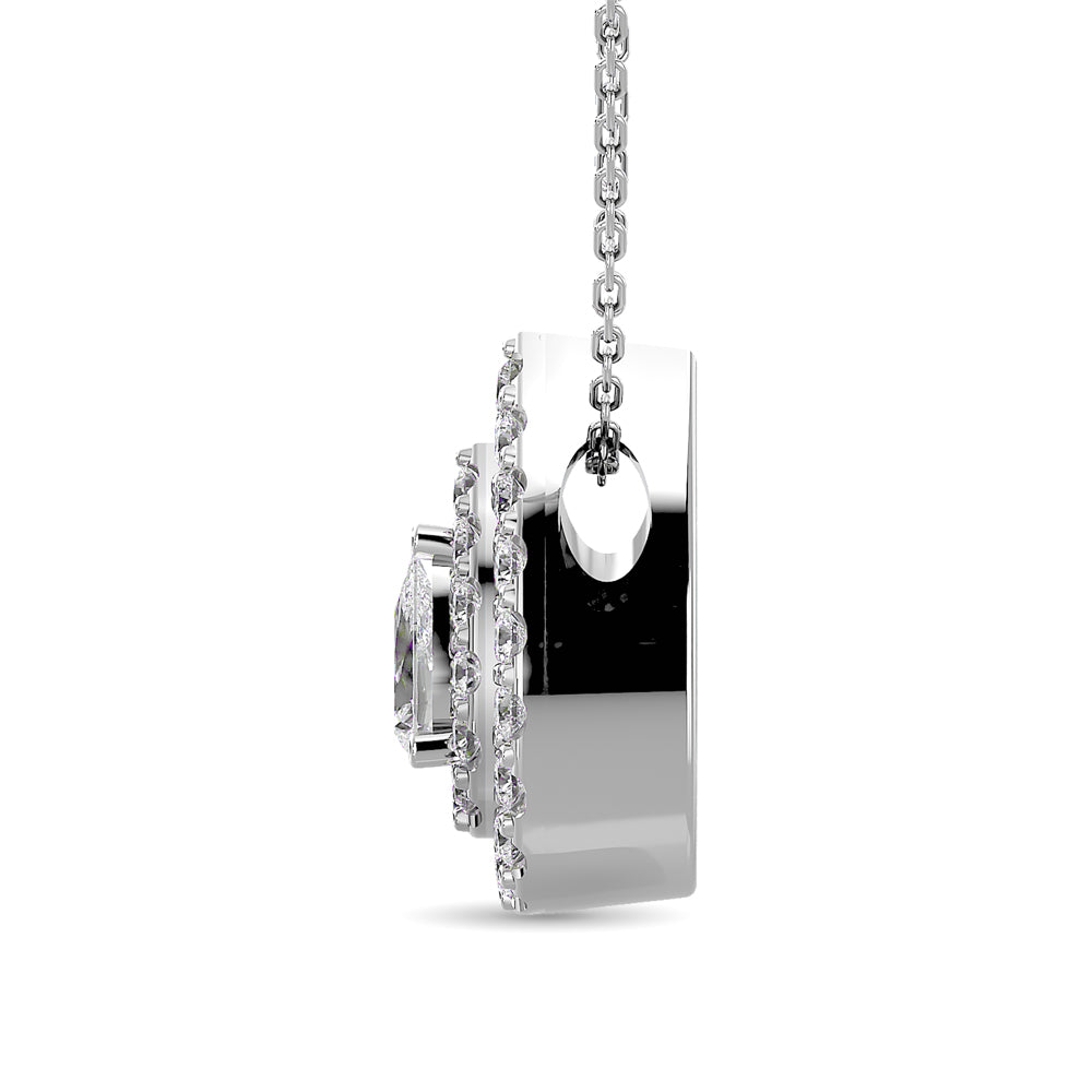 Colgante con halo doble de diamantes de talla pera de 3/8 qt total en oro blanco de 14 k