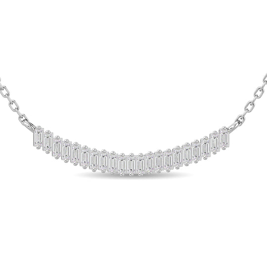 Diamante 1/6 Ct.Tw. Collar de moda Baguette en oro blanco de 14 k