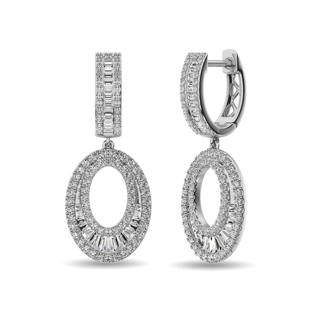 Diamante de 1 qt.Tw. Aretes de aro en oro blanco de 14 k