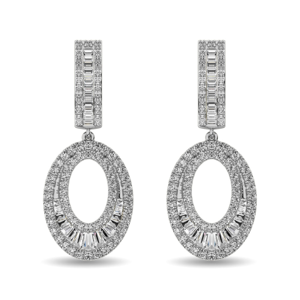 Diamante de 1 qt.Tw. Aretes de aro en oro blanco de 14 k