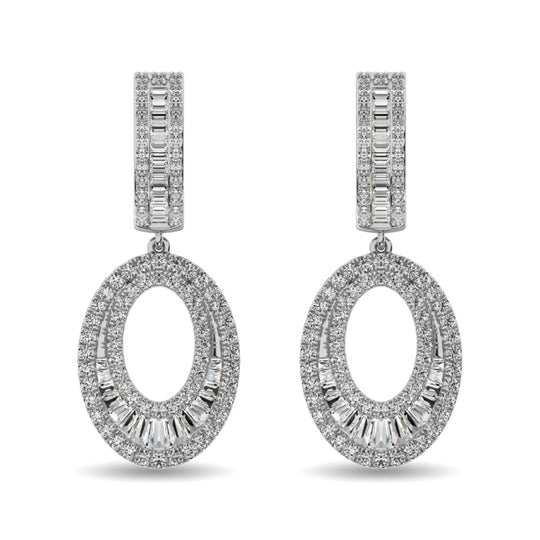 Diamante de 1 qt.Tw. Aretes de aro en oro blanco de 14 k