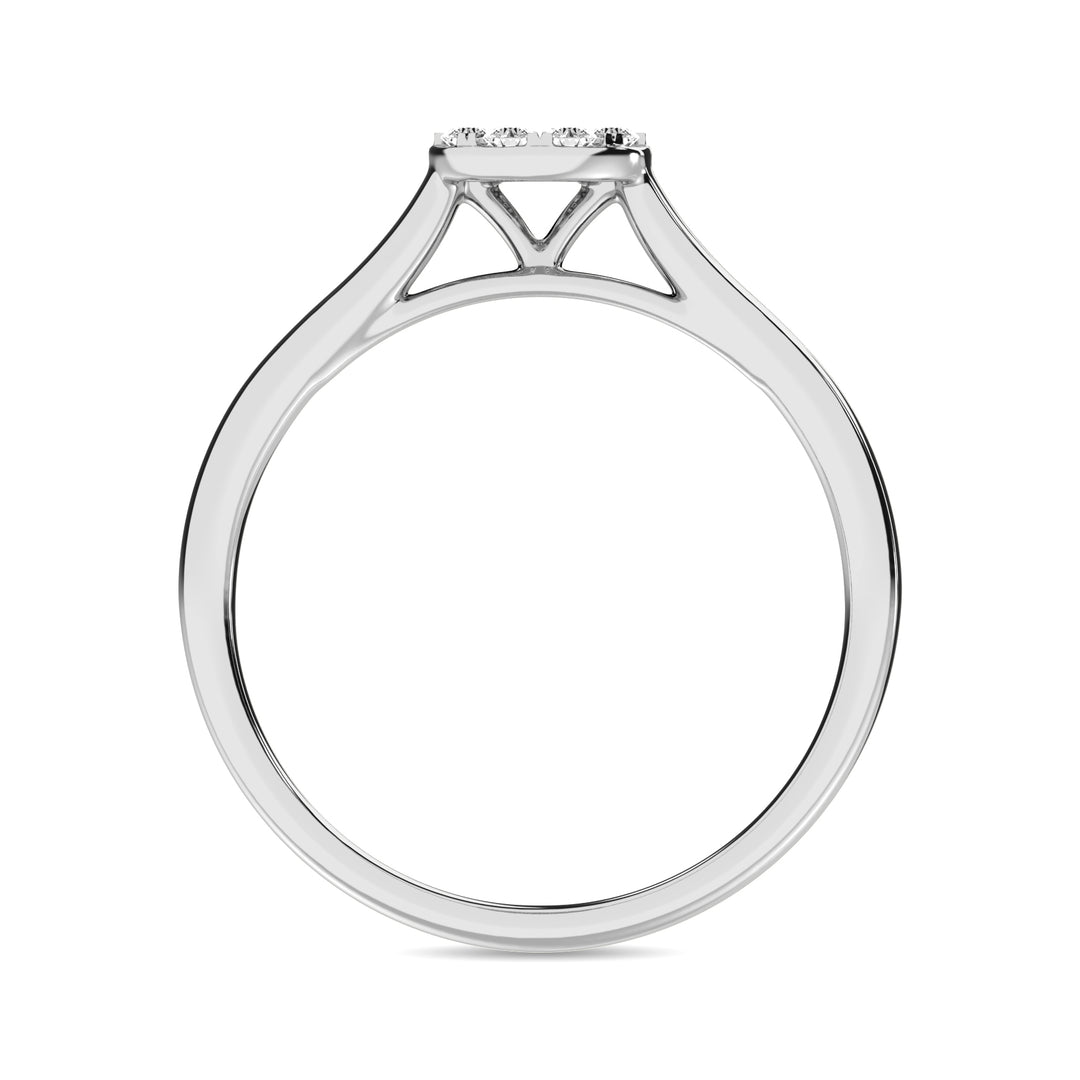 Diamante 1/6 Ct.Tw. Anillo de moda redondo y baguette en oro blanco de 10 k