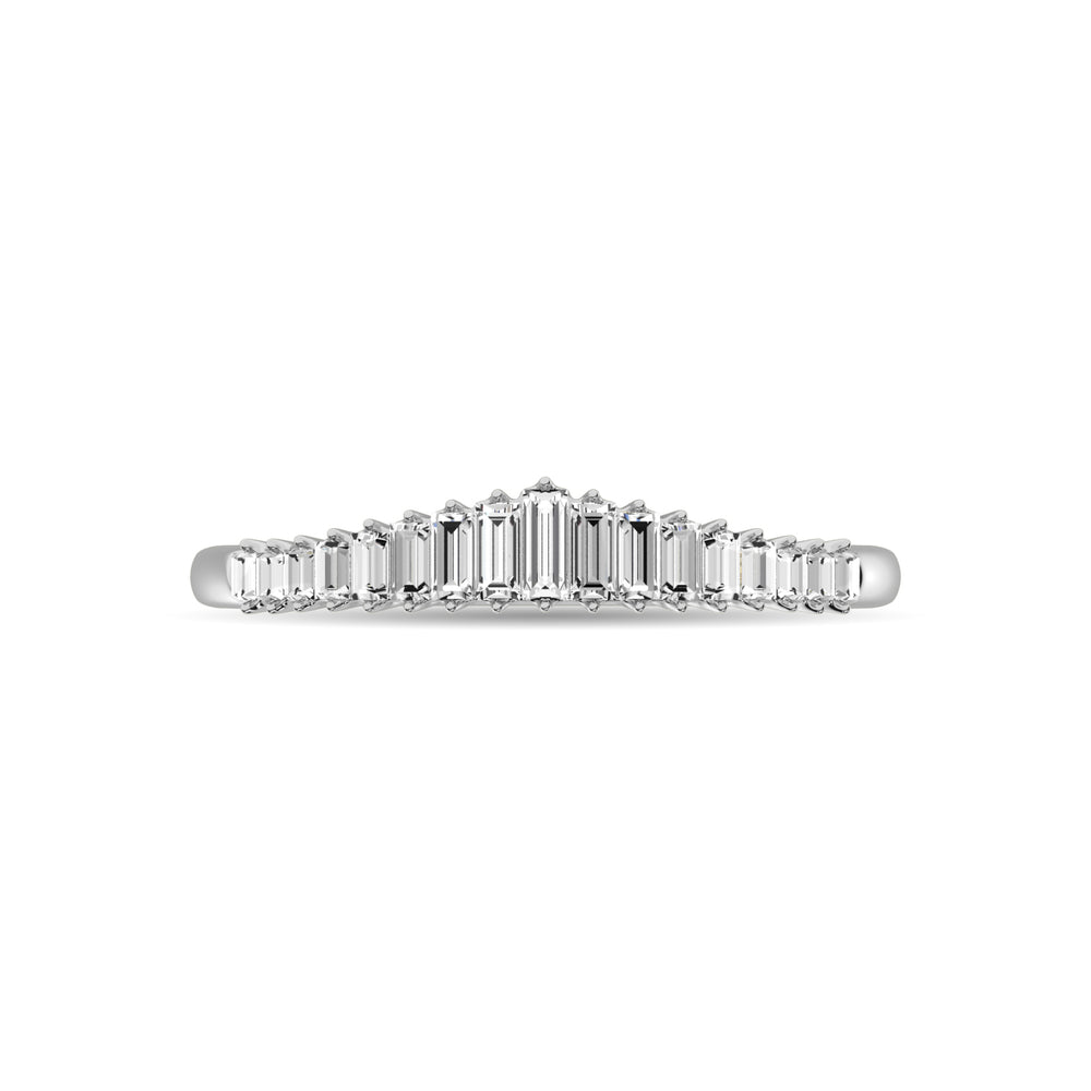 Anillo de Aniversario de Talla Baguette y Redondo con Diamantes de 1/5 qt en Oro Blanco de 10k