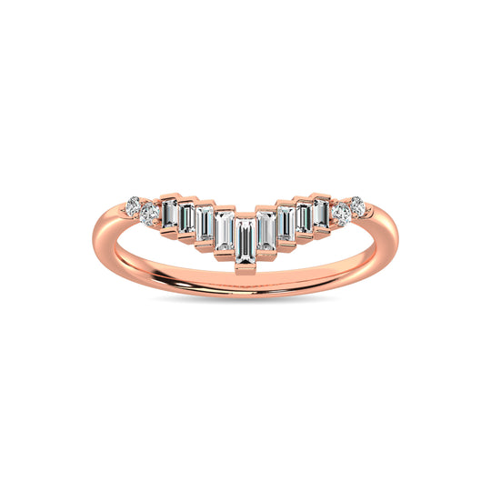 Anillo en Forma de Chevr√≥n con Diamantes Baguette de 1/5 qt en Oro Rosa de 10k