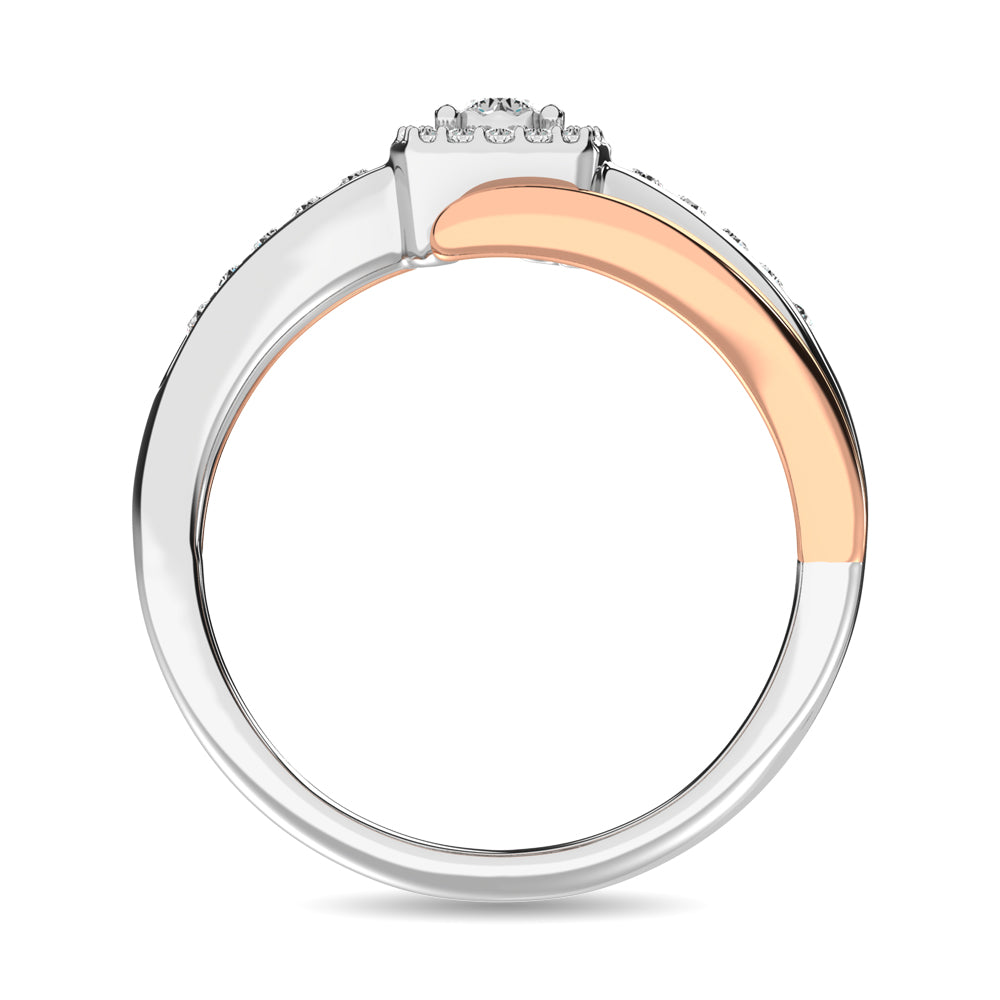 Anillo de Promesa con Diamantes de 1/6 qt en Oro Bicolor de 10k