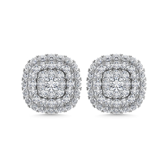 Diamante 5/8 Ct.Tw. Aretes de moda en racimo en oro blanco de 14 k