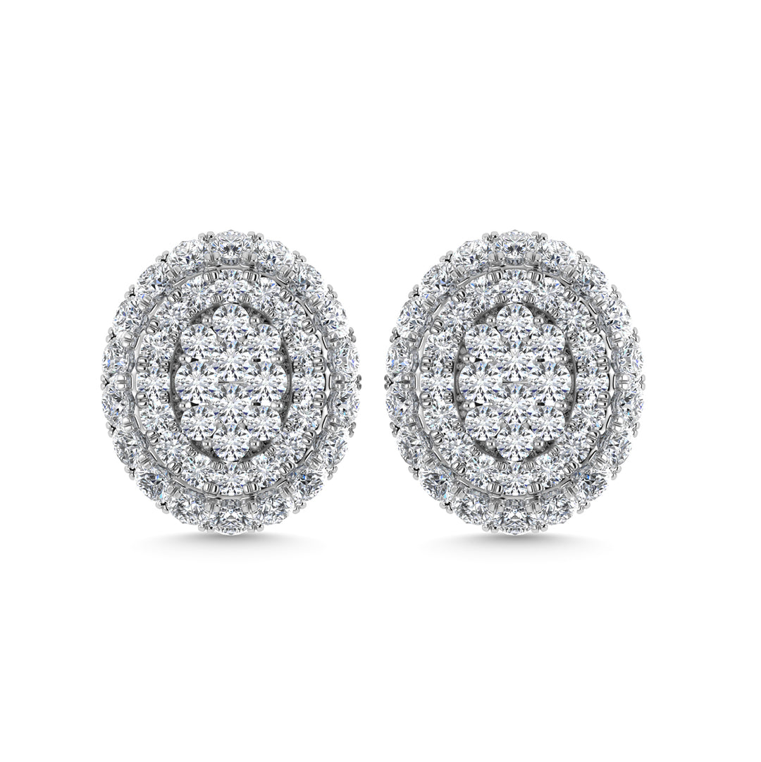 Diamante 5/8 Ct.Tw. Aretes de moda en racimo en oro blanco de 14 k