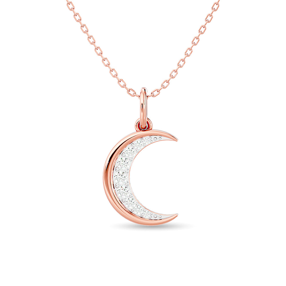 Colgante de luna con diamantes de 1/8 qt total en oro rosado de 10 k