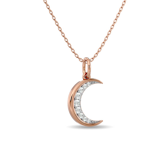 Colgante de luna con diamantes de 1/8 qt total en oro rosado de 10 k