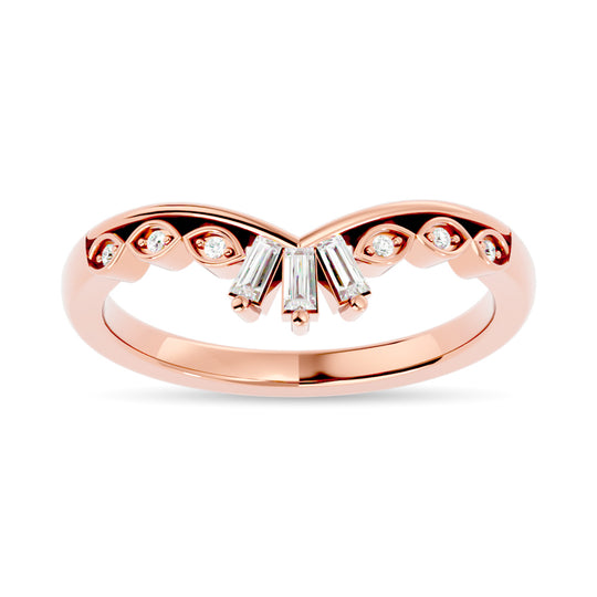 Anillo Chevron con Diamantes de 1/6 qt en Oro Rosa de 14k