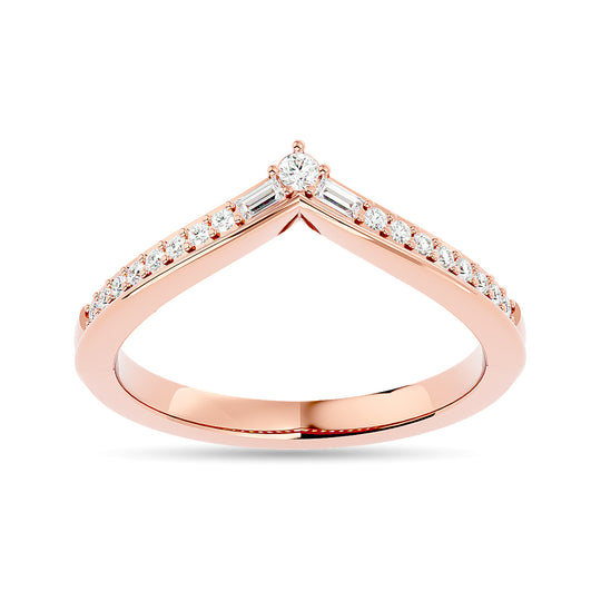 Anillo Chevron con Diamantes de 1/6 qt en Oro Rosa de 10k