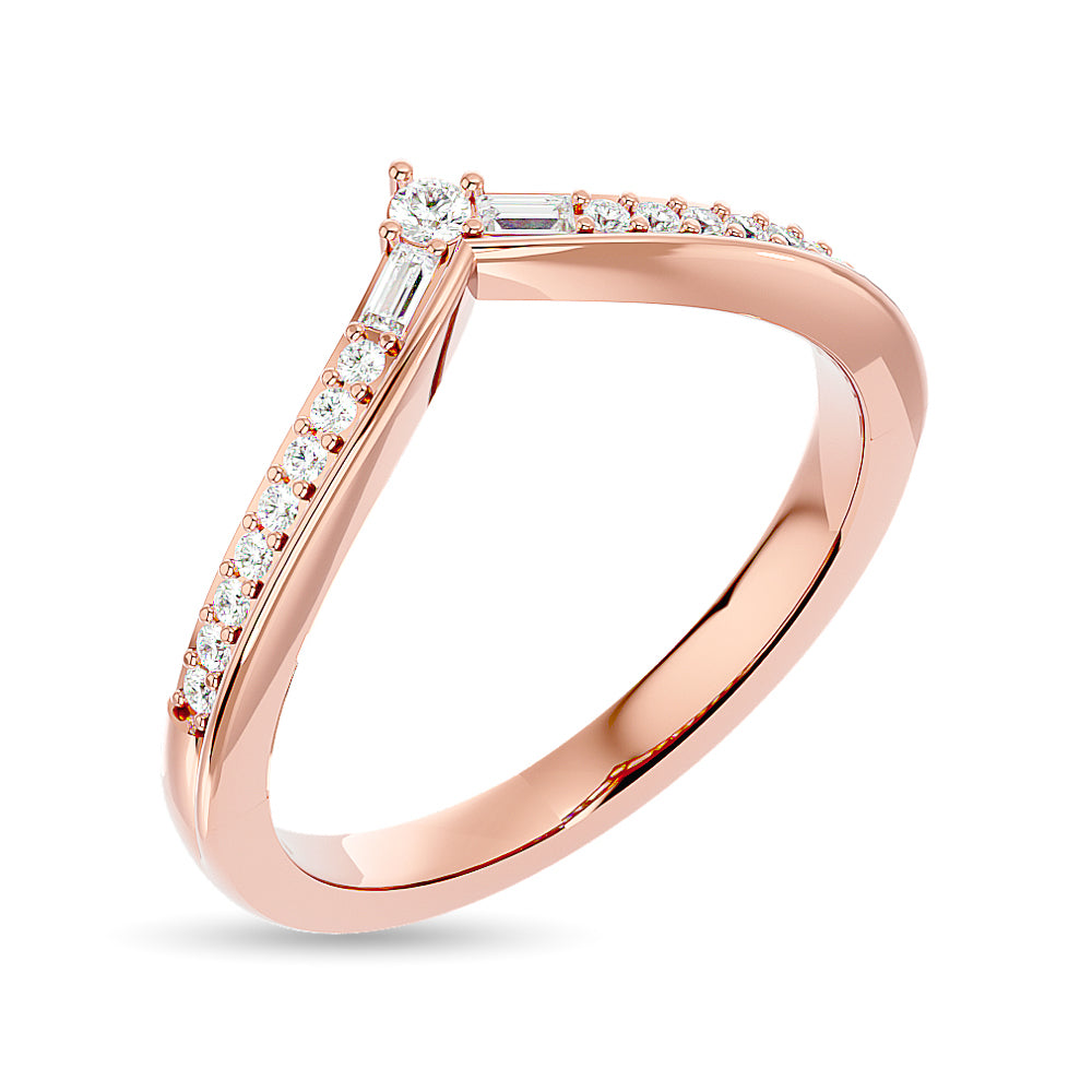 Anillo Chevron con Diamantes de 1/6 qt en Oro Rosa de 10k