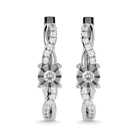 Diamante 1/4 Ct.Tw. Aretes de aro en oro blanco de 14 k