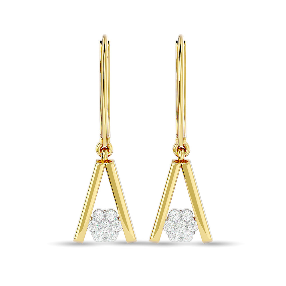 Aretes con Diamantes a la Moda de 1/10 qt en Oro Amarillo de 10k