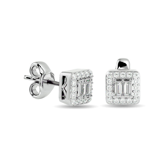 Diamante 1/4 Ct.Tw. Aretes de moda en oro blanco de 10 quilates