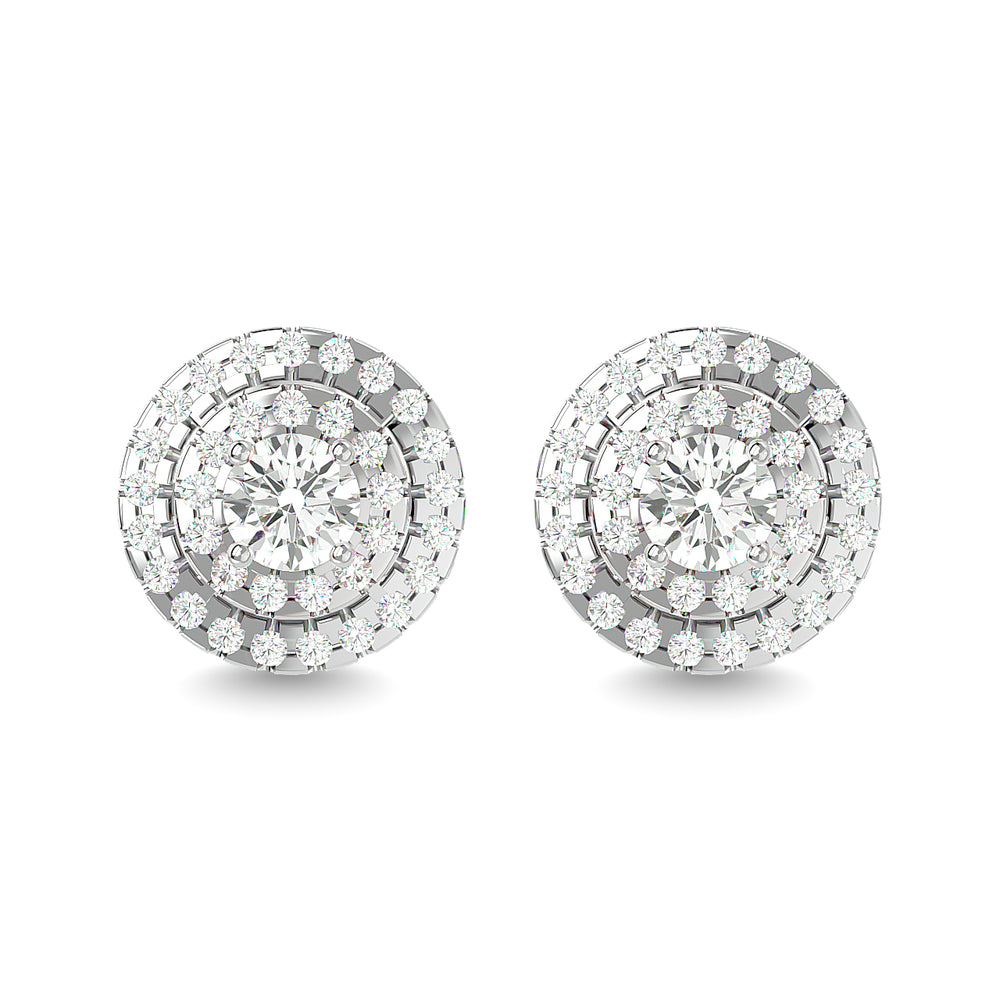 Aretes de Moda con Diamantes de 9/10 qt en Oro Blanco de 14k