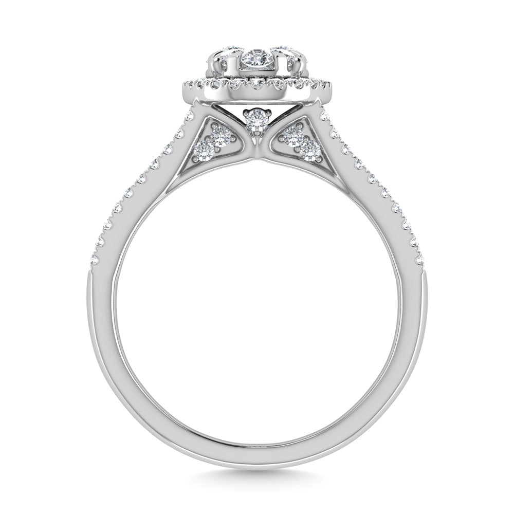 Diamante 1 1/3 Ct.Tw. Anillo de compromiso en oro blanco de 14 k