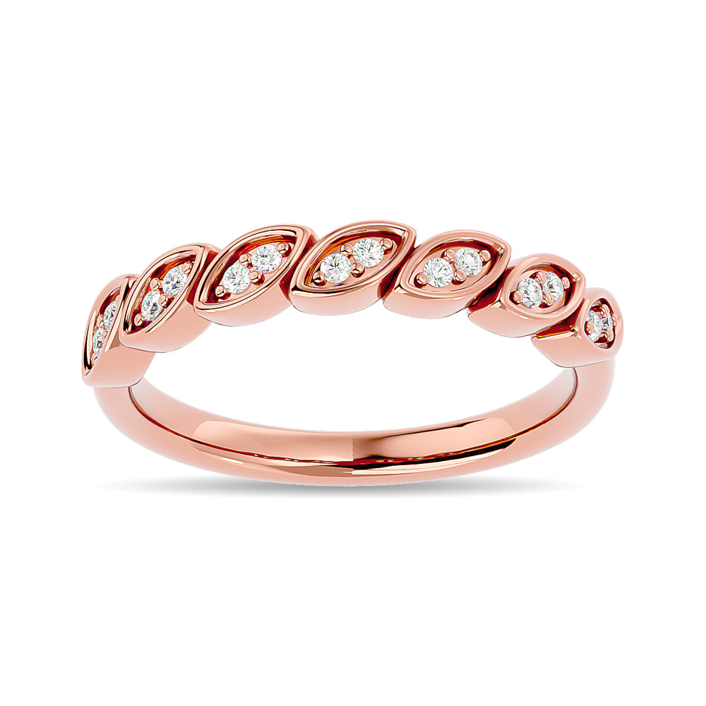 Anillo Apilable con Diamantes de 1/10 qt en Oro Rosa de 14k