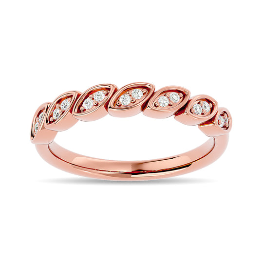 Anillo Apilable con Diamantes de 1/10 qt en Oro Rosa de 14k