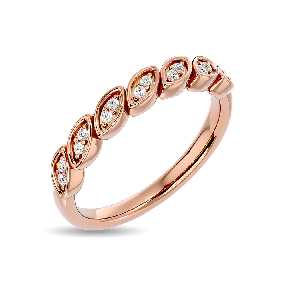 Anillo Apilable con Diamantes de 1/10 qt en Oro Rosa de 14k