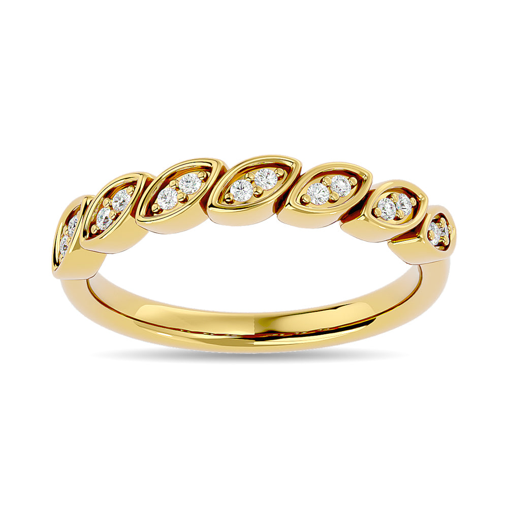 Anillo Apilable con Diamantes de 1/10 qt en Oro Amarillo de 14k