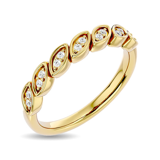 Anillo Apilable con Diamantes de 1/10 qt en Oro Amarillo de 14k