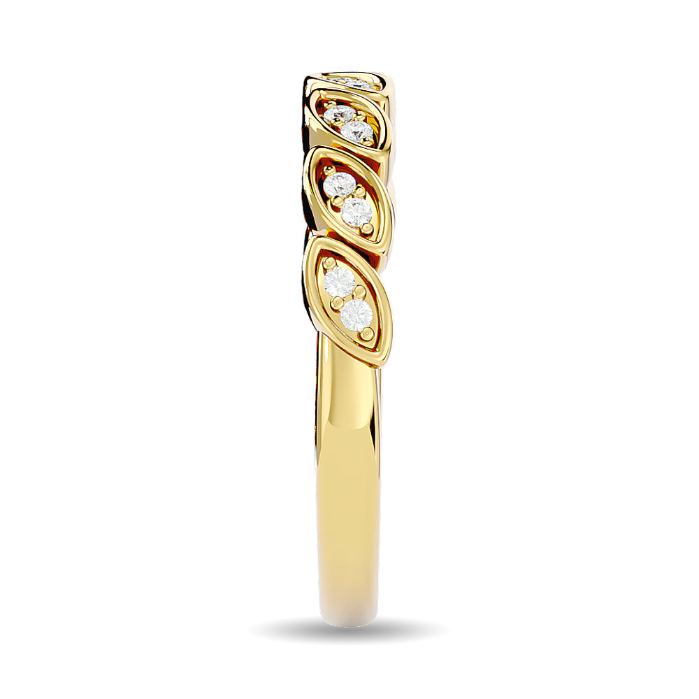 Anillo Apilable con Diamantes de 1/10 qt en Oro Amarillo de 14k