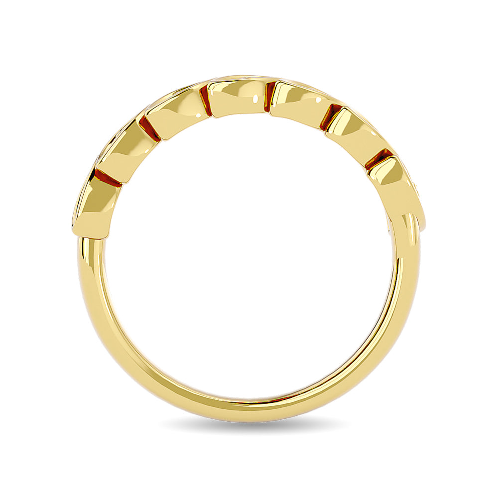 Anillo Apilable con Diamantes de 1/10 qt en Oro Amarillo de 14k