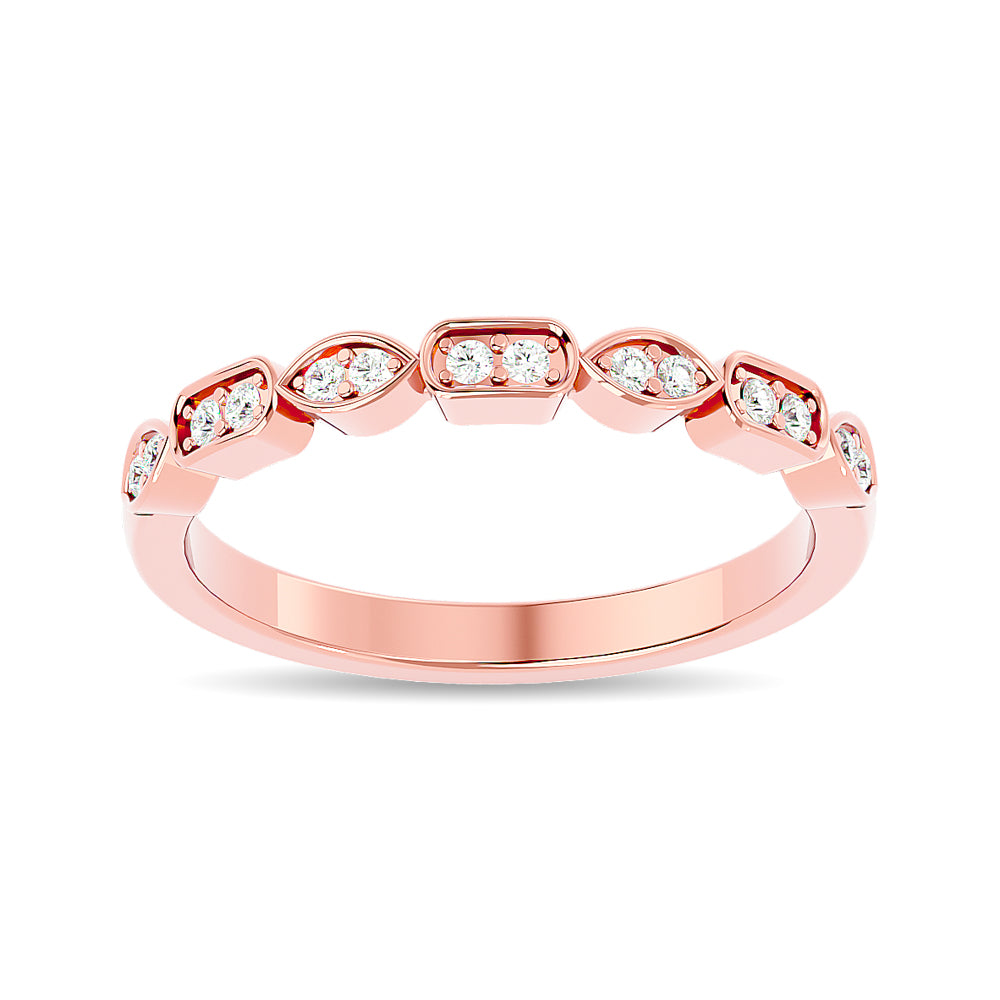 Anillo Apilable con Diamantes de 1/8 qt en Oro Rosa de 14k