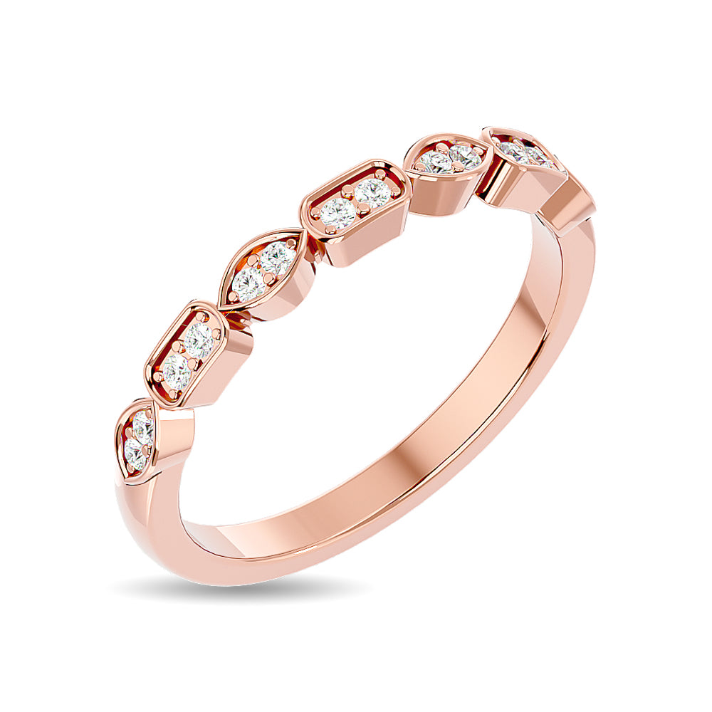 Anillo Apilable con Diamantes de 1/8 qt en Oro Rosa de 14k