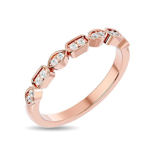 Anillo Apilable con Diamantes de 1/8 qt en Oro Rosa de 14k