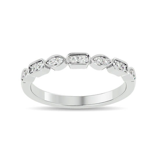 Anillo Apilable con Diamantes de 1/8 qt en Oro Blanco de 14k