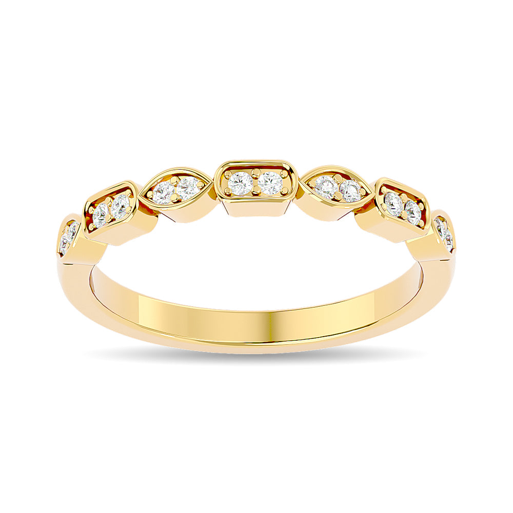 Anillo Apilable con Diamantes de 1/8 qt en Oro Amarillo de 14k