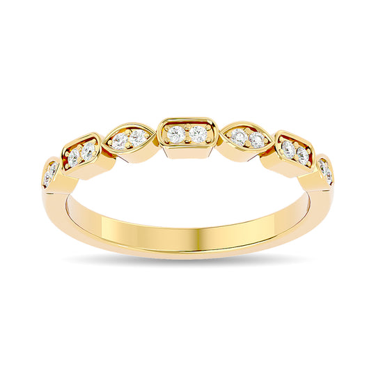 Anillo Apilable con Diamantes de 1/8 qt en Oro Amarillo de 14k