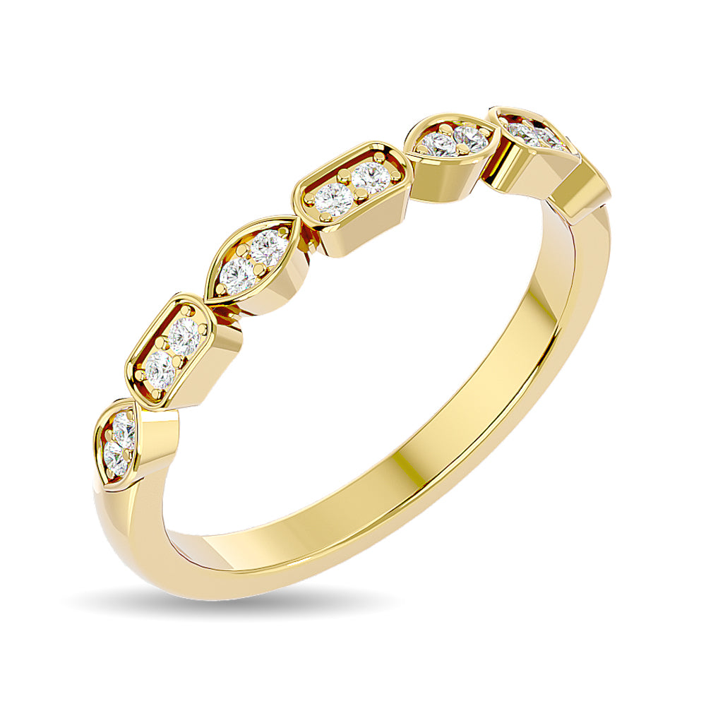 Anillo Apilable con Diamantes de 1/8 qt en Oro Amarillo de 14k