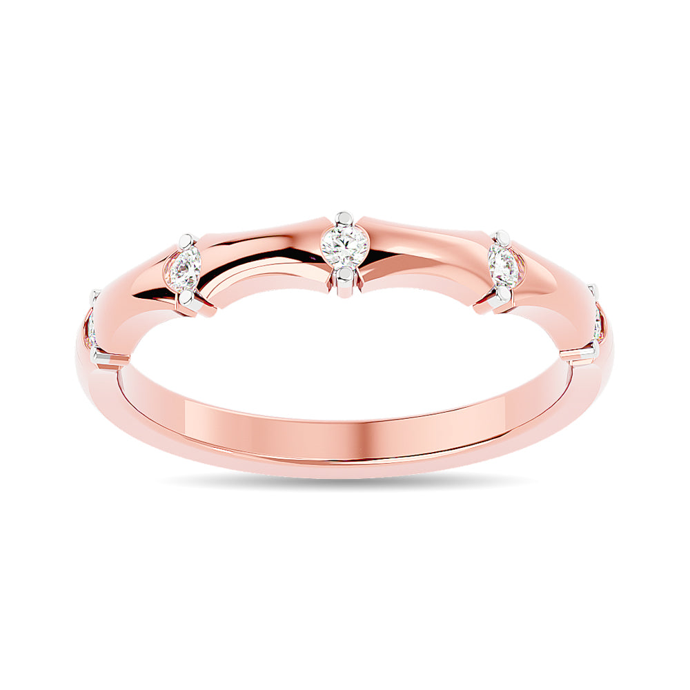 Anillo Apilable con Diamantes de 1/8 qt en Oro Rosa de 14k