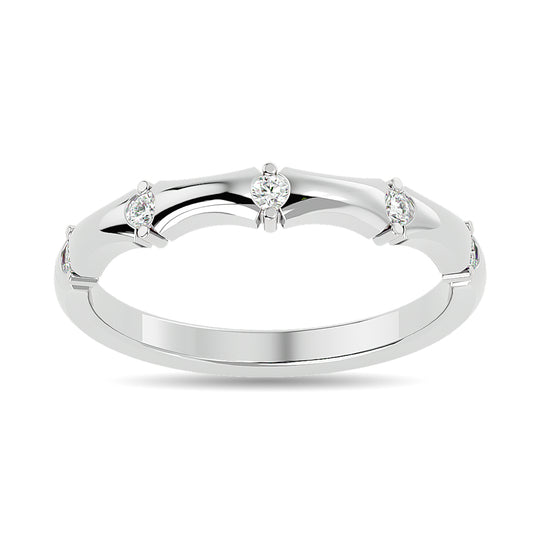 Anillo Apilable con Diamantes de 1/8 qt en Oro Blanco de 14k