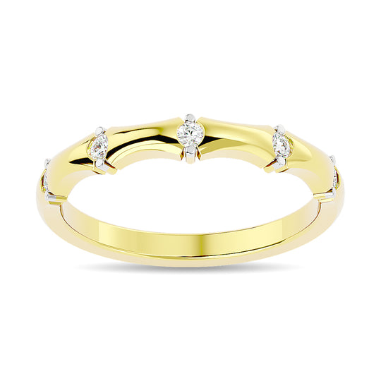 Anillo Apilable con Diamantes de 1/8 qt en Oro Amarillo de 14k